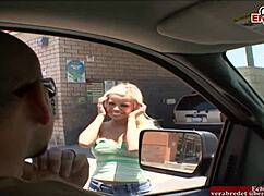Pretty blonde gets some action from a stranger