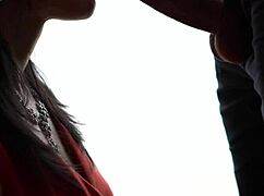 I deepthroat my hot wife in red dress for friend, sucking till he cums in mouth