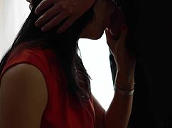 I deepthroat my hot wife in red dress for friend, sucking till he cums in mouth