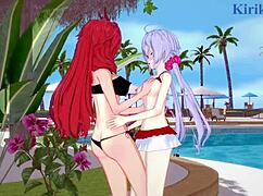 kanade, chris, and tsubasa in intense lesbian play 😍 symphogear hentai