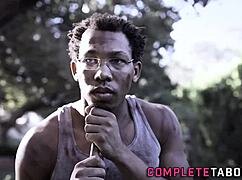 Teen skank goes wild sucking huge black cock