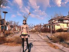 In the world of Fo4, a teen brunette explores bdsm fashion and fetish elements.
