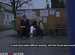 Deviante - hot blonde with small 18+ natural tits rides big dick in preacher's van, what do you think?