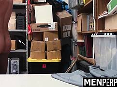 Young guy punished by gay security guard in garage