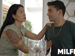 Yo, Latina stepmom seduces her stepson in the kitchen! 🔥