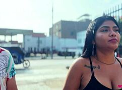 latina peruvian babe with a shaved pussy gets wild after shopping at the market