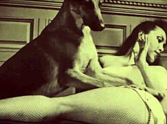 Vintage taboo scene with hairy pussy getting bent over doggystyle in retro outdoor action.