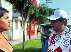 latina peruvian babe with a shaved pussy gets wild after shopping at the market