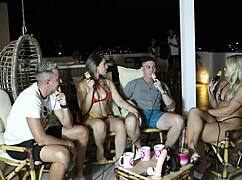 Blonde Teen Group Explores Bisexual Fun in See-Through Outfits