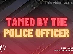 Police Officer Conducts Chastity Cage Training for Gay Submissive in Office Striptease Session