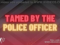 Police Officer Conducts Chastity Cage Training for Gay Submissive in Office Striptease Session