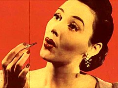 Vintage dark lantern scene with a British company secretary. Retro granny shows off hairy charm.