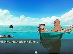 in this hentai game ntr rice part 6, my friend gets fucked on the beach with big tits and ass