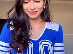 Dallas Cowboys Cheerleader Gets Titties Slapped, Sucks Cock And Eats Cum