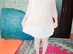 Sissy crossdresser rides in sexy cowgirl slut style