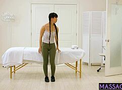 Asian teen with chubby ass receives massage from sexy milf