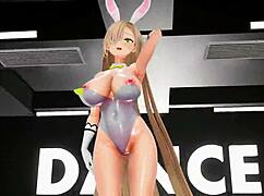 Hey, Check Blue Archive Ichinose Asuna Dancing in Yellow Bunny Outfit with Big Boobs!