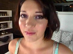 Sexy brunette teen pounded hard and drenched in hot cum