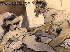 Vintage erotic illustration from antique anime