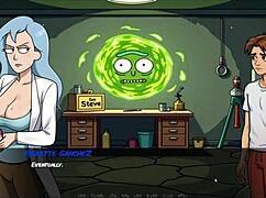 Morty's Sister Gives Fan Blowjob in Portal Porn Demoniums Parody Hentai Game Episode 3