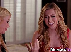 Mature stepmom licks her lesbian babe passionately