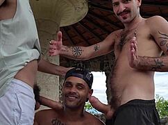 my friends with huge cocks on the island one watching us three fucking