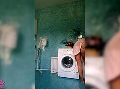 Hot Brunette Babe Deep Sucks and Fucks Sensually While Cleaning