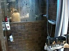 hey, wanna peek at two girlfriends showering together in secret?