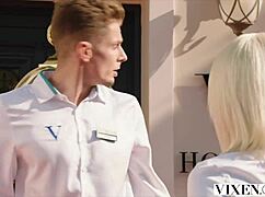 vixen new girl christy has a secret hookup at the hotel, licking pussy and getting deepthroat with cum in mouth