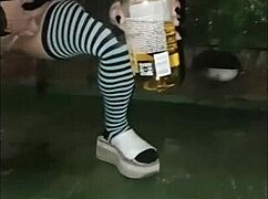 Outdoor Crossdresser With Small Woman Amateur