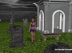 yo, this 3d babe takes double pounding in graveyard