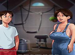 in summertimesaga, the babe sucks milk from big ass