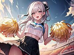 watch this hot anime cheerleader masturbate with transparent cloth?