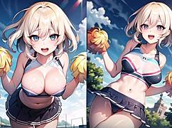 watch this hot anime cheerleader masturbate with transparent cloth?