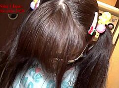 Petite Nana, a cute Japanese bride, explores diaper shame and solo play in costume.