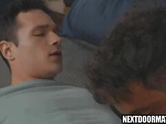 Hey, he convinced his straight buddy to try some gay fun with big cocks