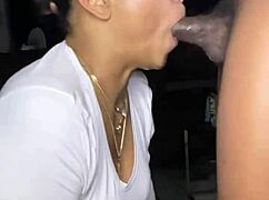 sexy latina babe gagging on hard cock