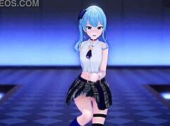 Mmd R-18 Suisei by Kiido shows wild anime striptease with clothes ripped off.