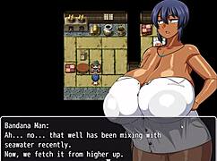 Tanned Natsuki in Hentai Game Ep 3 Takes Naked Bath. Feels Amazing After Perverted Villager Chats.