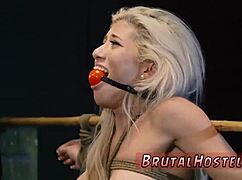 amateur ebony dominates bound blonde in rough blowjob session