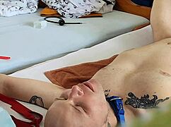 curious twink hogtied for rimjob, foot spanking, edging, and dirty couple fun