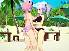 yagy and hibari in senran kagura cartoon adventure