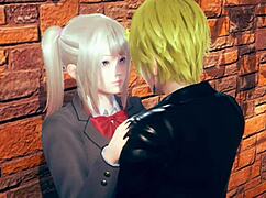 cheerful ai girl gives blowjob in blonde big tits hentai