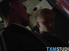 Horny amateurs clash in rough gay sex at the night club