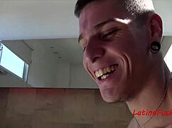 Latino teen twinks get naughty, cleaning pipes with oral in steamy bathtub scene.