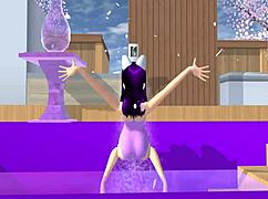 Point of View Cartoon Fox Girl Dances Seductively on Your Lap in Sakura School Simulator