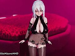 yowane haku performs sexy undressing dance in 3d anime striptease