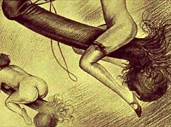 Vintage erotic illustration from retro cartoon styles