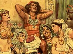 In vintage times, erotic cartoons and comics filled antique books with anime hentai vibes