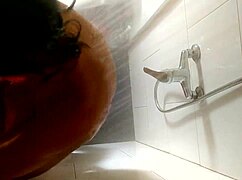 i'm in the shower getting a blowjob and doggystyle with big cock, recorded from ceiling